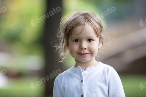 Preview: Portrait of cheerful little girl outdoors
