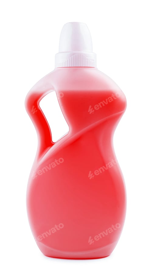 Preview: Red Plastic detergent bottle isolated on white background
