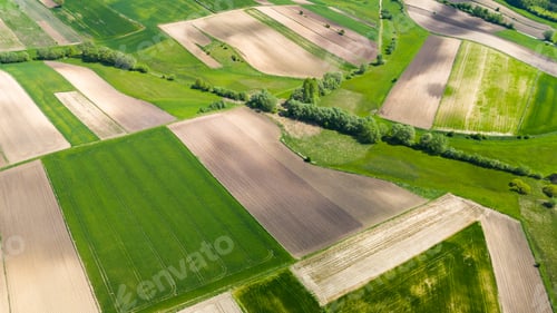 Preview: Beautiful farmland and coutryside in Ponidzie, Poland. Aerial drone view