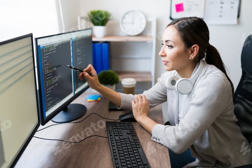 Preview: Freelance woman writing code for a client