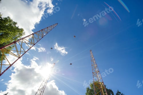 Preview: park of amusements and entertainments amazing island in St. Petersburg. Attraction catapult