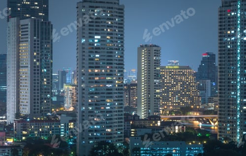 Preview: Bangkok cityscape river view at twilight time