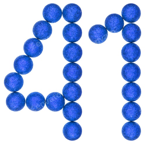 Preview: Numeral 41, forty one, from decorative balls, isolated on white background