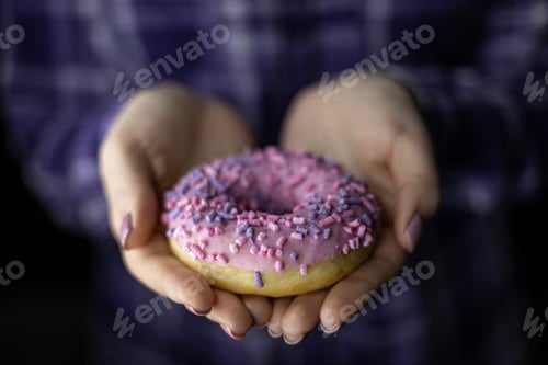Preview: Sprinkled Donut Held in Open Hands