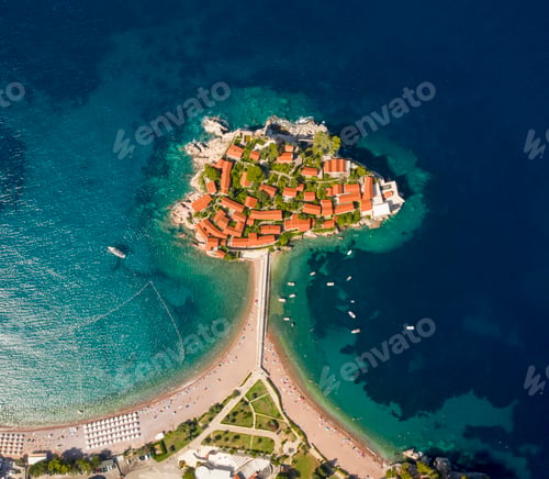Preview: Aerial view at Sveti Stefan islet in Montenegro