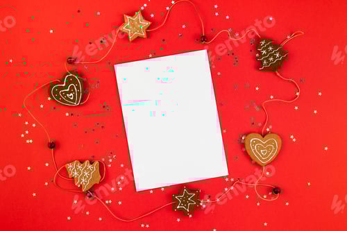 Preview: Christmas greeting postcard mockup with glitter