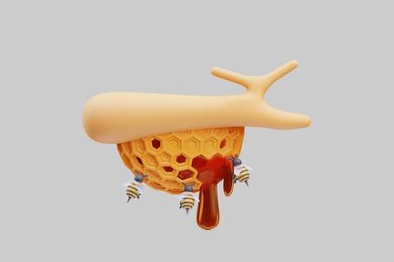 Preview: Honeycomb structure with protruding horn and bees
