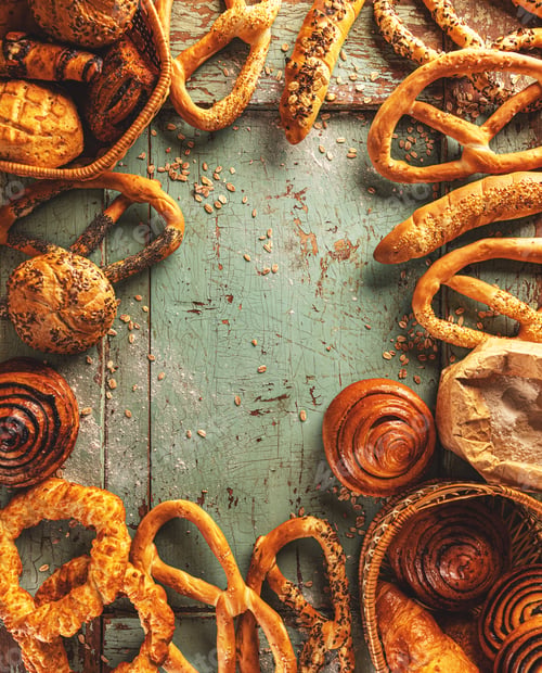Preview: Frame of fresh sweet bakery assortment