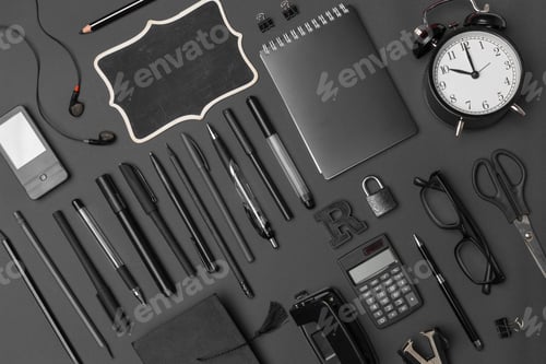 Visualização: Conceito de volta às aulas assistir papel de carta de biscoitos de linha de giz em fundo preto.