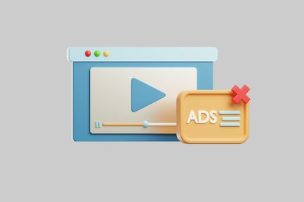 Preview: Computer window with three colored dots, play button, and progress bar.