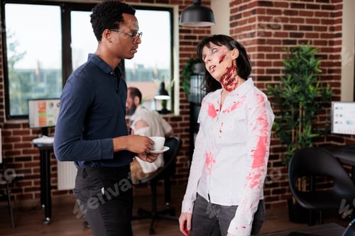 Preview: Woman exhausted after being overworked, listening to manager commands