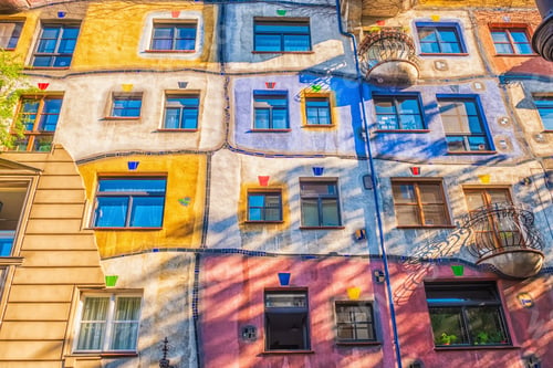 Preview: The view of Hundertwasser house in Vienna.