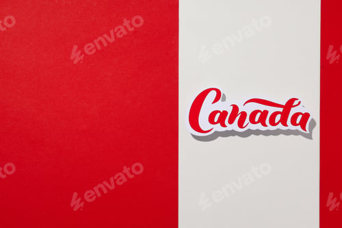 Preview: The inscription Canada on a white-red background
