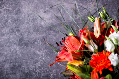 Preview: Vibrant Bouquet of orange Asiatic lilies and other flowers