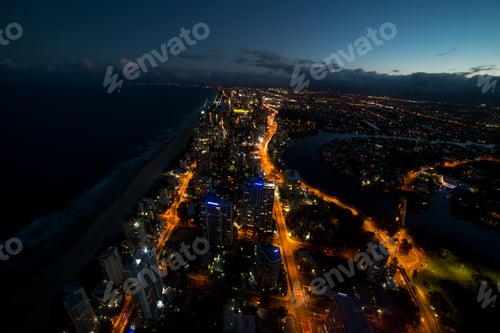 Preview: Modern city with skyscrapers at night