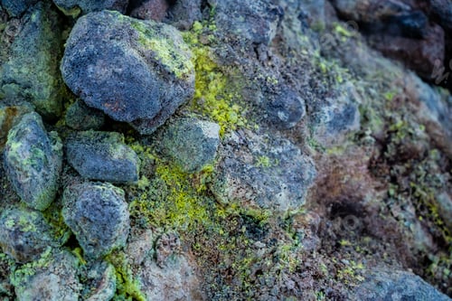 Preview: Detail of the green colors of the steaming fumaroles in the geothermal park of Hverir or Namafjall