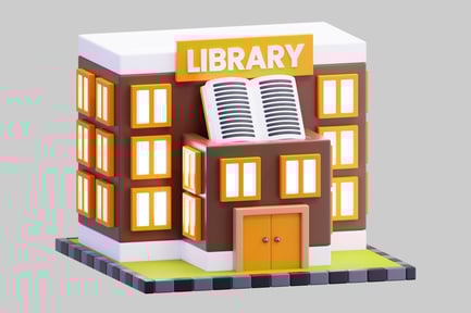 Preview: 3D Cartoon Library Building Icon