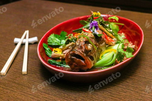 Preview: grilled fish meat on table
