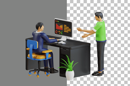 Preview: People Talking in Office 3D Illustration