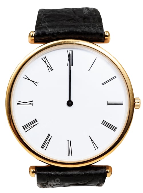 Preview: twelve o'clock on dial of wristwatch isolated
