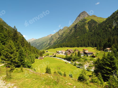 Preview: Wide shot of a mountain valley