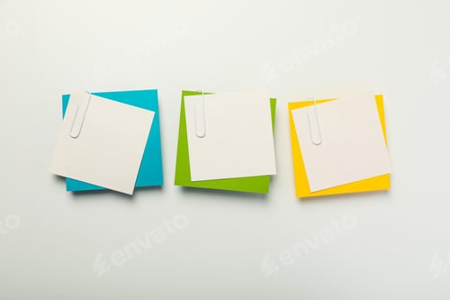 Preview: Concept of different office accessories - paper with clip