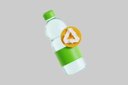 Aperçu: Étiquette verte de bouteille en plastique recyclé