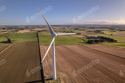 Preview: Wind Turbine For Renewable Green Electricity on a Sunny Day