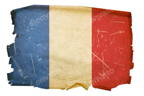 Preview: France Flag old, isolated on white background.