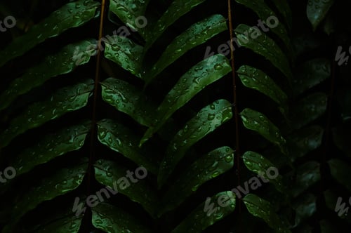 Preview: Wet dark green fern leaf