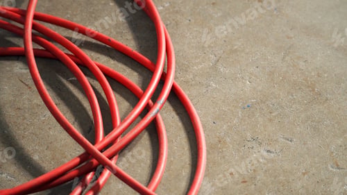 Preview: Red color electric power wire cable.