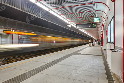 Preview: Metro station by night in Vienna city center. Public transport