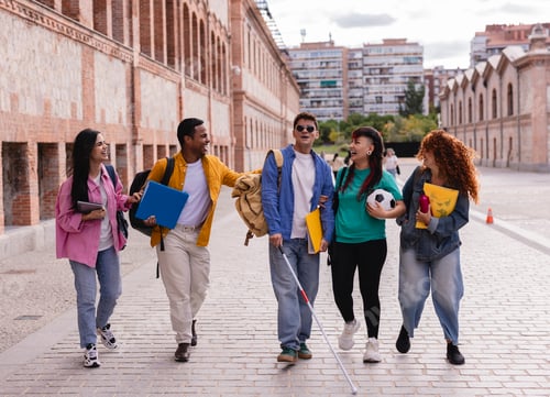 Preview: Diverse Group of College Students Walking Outdoors and Laughing