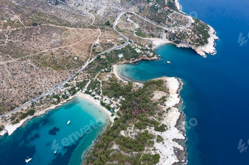 Preview: Aerial view of the turquoise sea near Thassos, Greece.