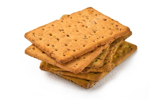 Preview: Cracker with flax seeds and oat bran rectangular shape for healthy, dietary and balanced diet isolat