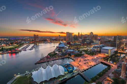 Preview: Baltimore, Maryland, USA Skyline Looking Over the Inner Harbor
