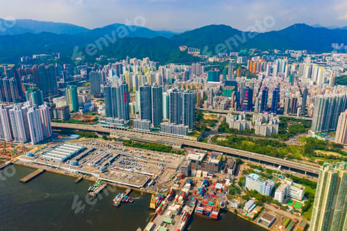 Preview: Hong Kong Downtown, China. Financial district in city in Asia. Skyscraper buildings