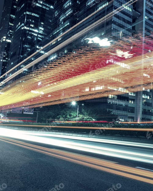 Blurred City Lights at Night with Traffic Trails