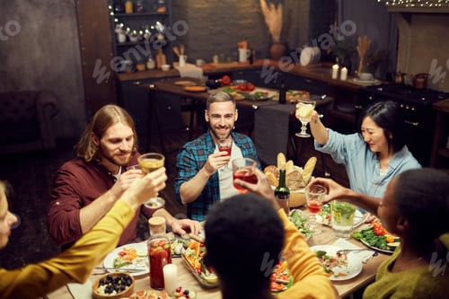 Preview: Adult People Enjoying Dinner Party