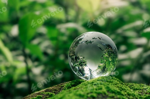Preview: Crystal Globe Symbolizing Environmental Awareness and Conservation