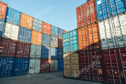 Preview: Stack of Shipping Containers in a Harbor Terminal