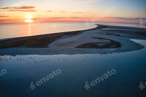 Preview: Unusual islands on a brilliant lake and colorful sunset