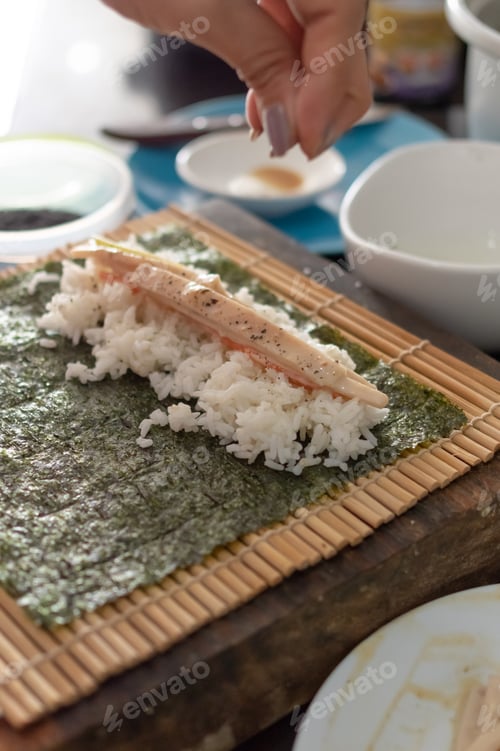 Preview: Making Sushi at Home in Bright Kitchen Light