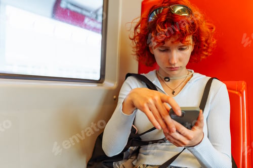 Preview: portrait attractive young woman in subway