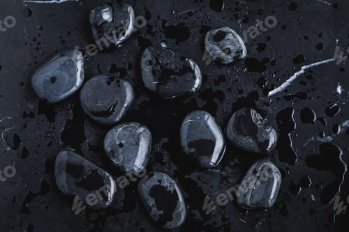 Preview: Closeup of black hot rocks for stone massage