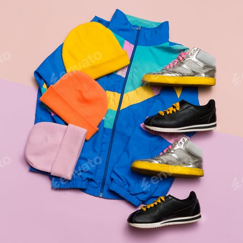 Preview: Vintage sportswear. Hipster style. Fashion blogger help Top view