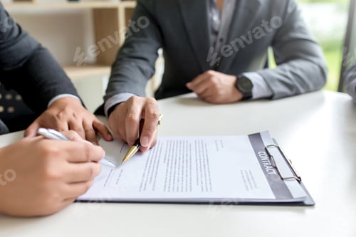 Preview: Businessman signed a contract agreement to invest together.