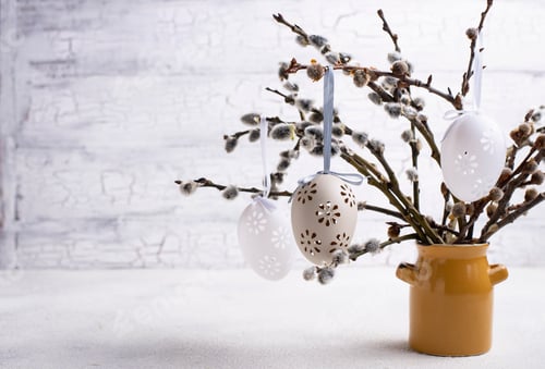 Preview: Easter background with willow and eggs
