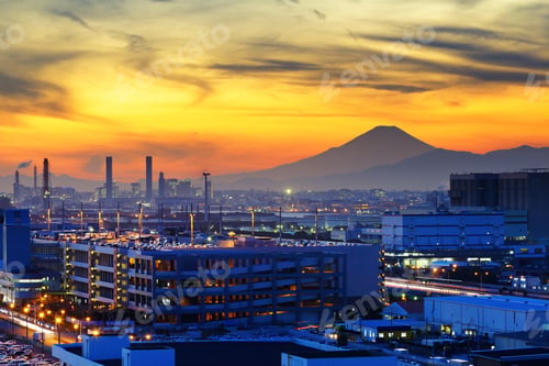 Preview: Industrial plant during evening