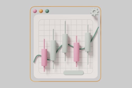 Abstract shape with grid and wavy pattern